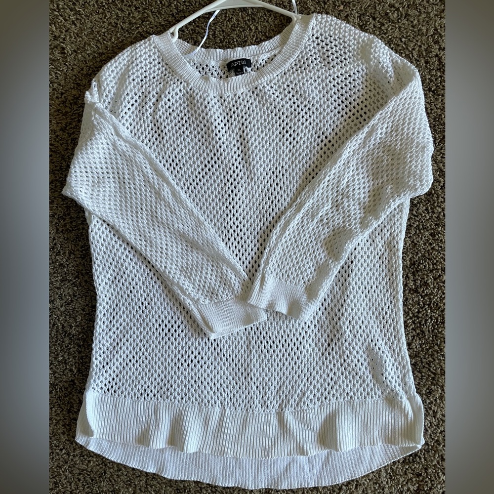 Apt. 9 White Open Knit Sweater